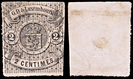 6425 Luxembourg SG7 2C Black 1860. Sc#5 Mi4 Used. C£750