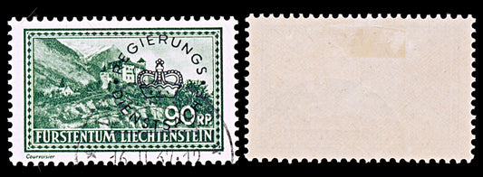 6485 Liechtenstein SGO158 90Ct. Blackish Green 1935. Sc#O19 MiD18 Used. C£60