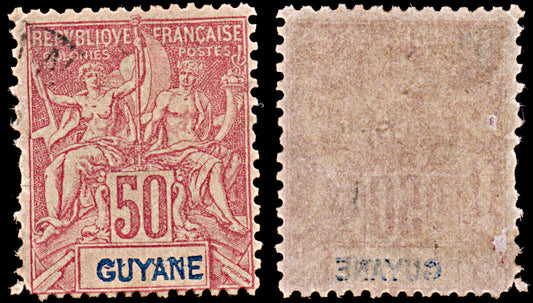 6576 French Guiana SG48 50C Blue & Carmine 1892. Sc#46 Mi39 Mint MNH. C£15