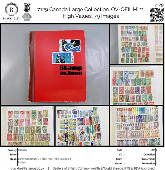 7129 Canada Large Collection. QV-QEII. Mint, High Values. 79 Images