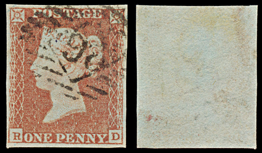 7314 GB SG8 1d Red. BS81c. Plate 94. "RD" 1841. Sc#3 Mi3Ib. 4 Margins. C£42