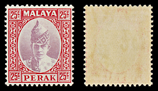 7520 Perak SG115 25C Red & Violet 1939. Sc#92 Mi68. Mint MVLH. C£50