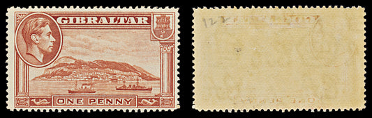 7558 Gibraltar SG122 1D Yellow Brown 1938. Sc#108a Mi108B. Mint MH. C£30