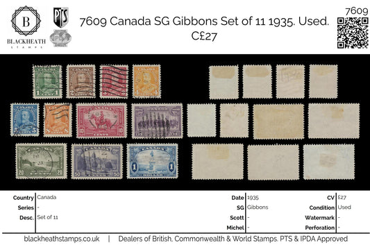 7609 Canada SG341-351 Set of 11 1935. Used. C£27