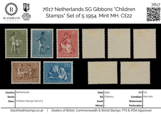 7617 Netherlands SG804-808 "Children Stamps" Set of 5 1954. Mint MH. C£22