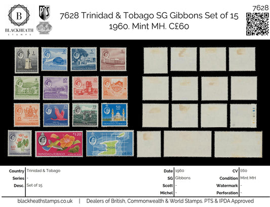 7628 Trinidad & Tobago SG284-297 Set of 15 1960. Mint MH. C£60