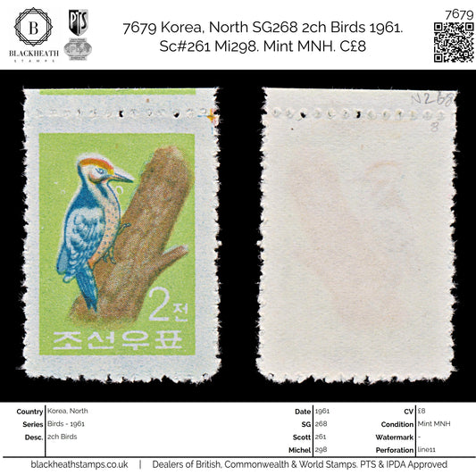 7679 Korea, North SG268 2ch Birds 1961. Sc#261 Mi298. Mint MNH. C£8
