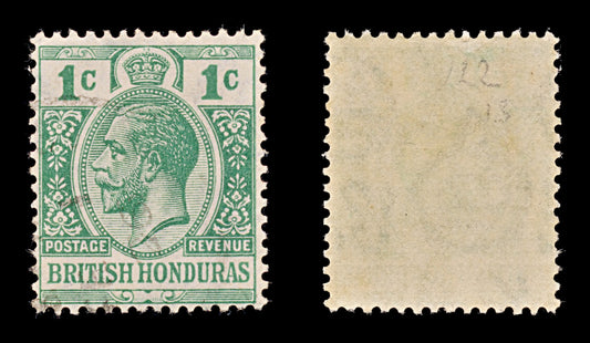 7712 British Honduras SG122 1C Green 1921. Sc#91 Mi86. Used. C£13
