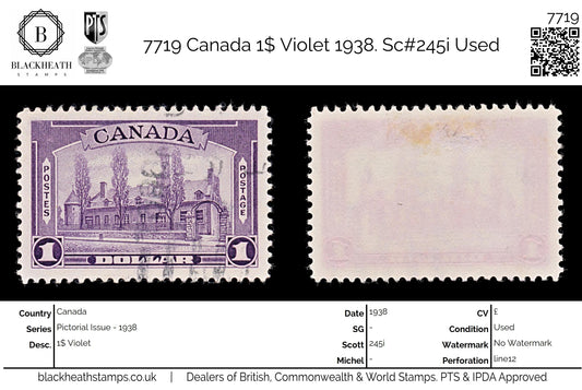 7719 Canada 1$ Violet 1938. Sc#245i Used