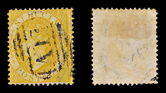 7724 Saint Lucia SG18 1S Yellow-Orange 1876. Sc#14a Used. C£24
