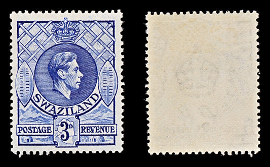 7750 Swaziland SG32a 3D Deep Blue 1938. Mi31abA. Mint MVLH. C£17