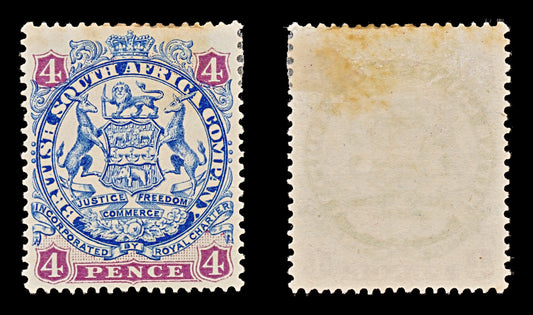 7763 South Africa Company SG44 4D Mauve & Ultramarine 1896. Sc#30 Mi29II. Mint MH. C£75