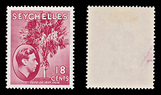 7770 Seychelles SG139c 18C Carmine Lake 1941. Mint MH. C£14