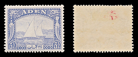 7813 Aden SG7 3½A Grey Blue 1937. Sc#7 Mi7. Mint MVLH. C£10