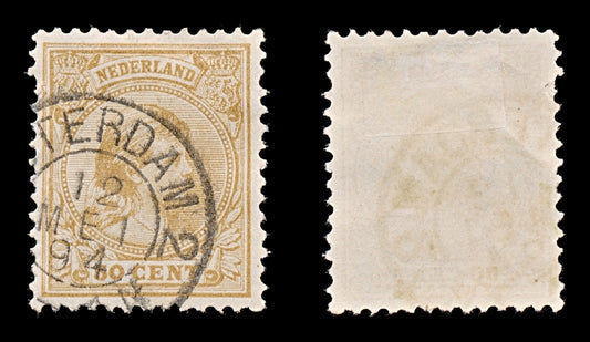 7830 Netherlands SG156a 50C Olive Brown 1891. Sc#49a Mi43aa. Used. C£22