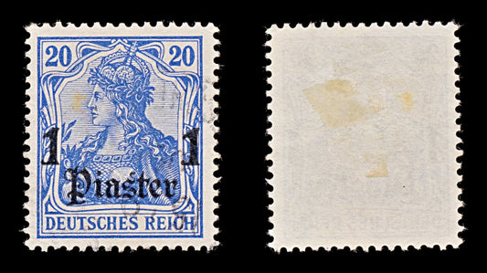 7842 Turkey - German Post Offices SG37 1Pi Bright Violet Ultramarine 1905. Sc#33 Mi26a. Used. C£28