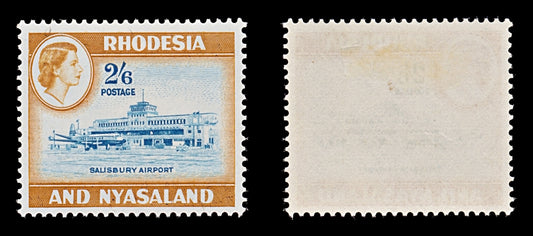 7853 Rhodesia & Nyasaland SG28 2s6d Blue & Yellow Brown 1959. Sc#168 Mi30. Mint MVLH. C£13