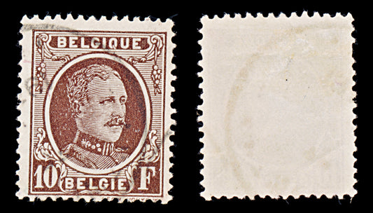 7929: Belgium SG373 10F Brown 1927 Sc#190 Mi217 Used C£13