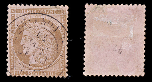 7944: France SG194 10c Brown 1873 Sc#55 Mi49 Used C£15