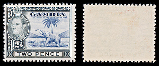 8054: Gambia SG153 2d Blue & Black 1938 Sc#135 Mi127 Mint MLH C£15