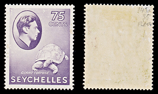 8124: Seychelles SG145a Flaw on Oval 1941 Sc#143a Mint MLH C£35