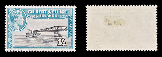 8149: Gilbert & Ellice SG51 1s Black & Blue green 1939 Sc#48 Mi46A Mint MH C£40