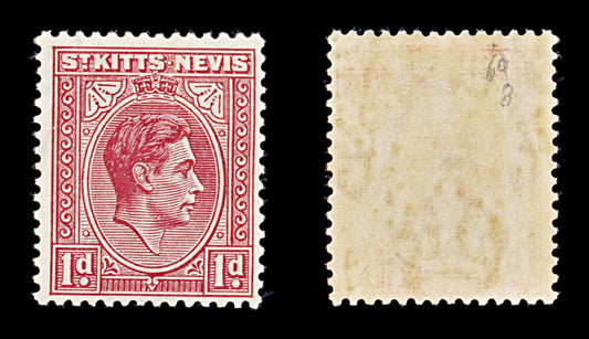 8224: St Kitts Nevis SG69 1d Scarlet 1938 Mi73Ac Mint MLH C£12