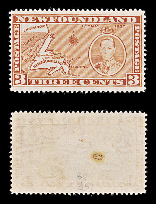 8251: Newfoundland SG258 3c Orange brown 1937 Sc#234 Mi222IA Mint MNH C£38