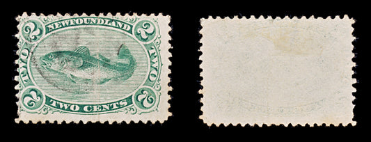 8262: Newfoundland SG31 2c Bluish green 1870 Sc#24 Mi16y Used C£50