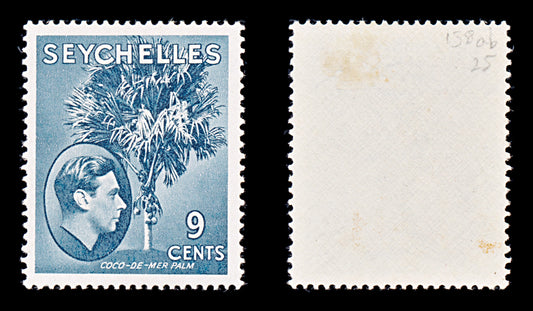 8298: Seychelles SG138ab 9c Grey blue 1942 Sc#131b Mint MLH C£25