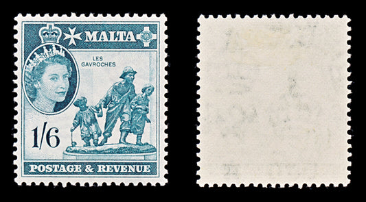 8323: Malta SG277 1s6d Deep turquoise green 1956 Sc#257 Mi248 Mint MH C£18