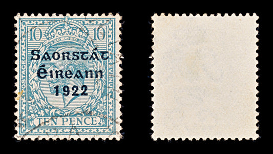 8338: Ireland SG62 10d Turquoise blue 1923 Sc#54 Mi35I Used C£75