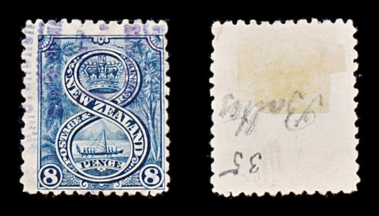 8382: New Zealand SG255 8d Indigo 1898 Sc#79a Mi74 Used C£50