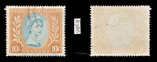 8385: Rhodesia & Nyasaland SG14 10s Orange & Green 1954 Sc#154 Mi15 Used C£11