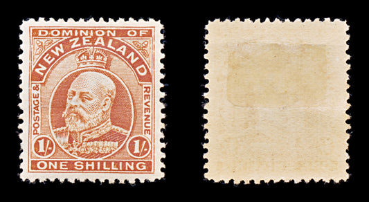 8386: New Zealand SG399 1s Vermilion 1909 Sc#139a Mi130C Mint MH C£65