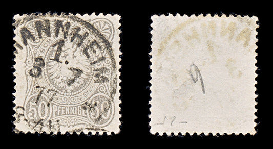 8394: German Realm SG36a 50pf Grey 1875 Sc#34 Mi36a Used C£18