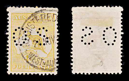 8415: Australia SGO21a 4d Orange yellow 1913 Sc#OB6b MiD6IIb Used C£325