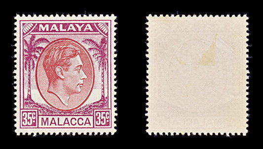 8428: Malacca SG12a 35c Purple & Scarlet 1952 Sc#26 Mi17 Mint MLH C£12