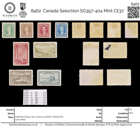 8462: Canada Selection SG357-404 Mint C£37