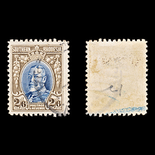 9224: Southern Rhodesia SG26a 2s6d Blue & Brown 1933 Sc#29a Mi28C Used C£60