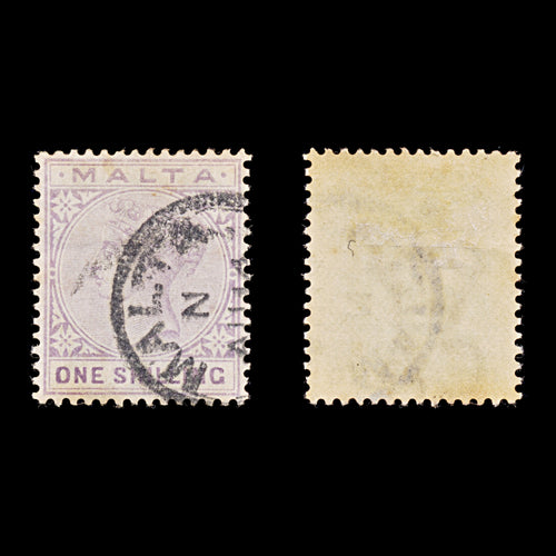 9392: Malta SG29 1s Pale violet 1890 Sc#13a Mi9b Used C£21