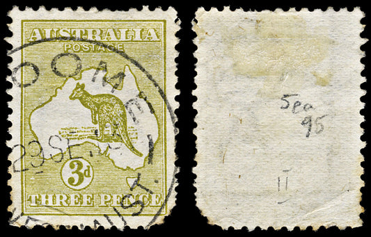 4729 Australia SG5ea 3d Yellow-Olive. Die II. 1913. Used. C£95