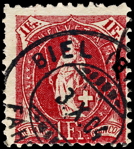3861 Switzerland SG152B 1f Carmine. P11½x12. 1903. Mi 63YD Sc# 87a Zum 71E. c£50