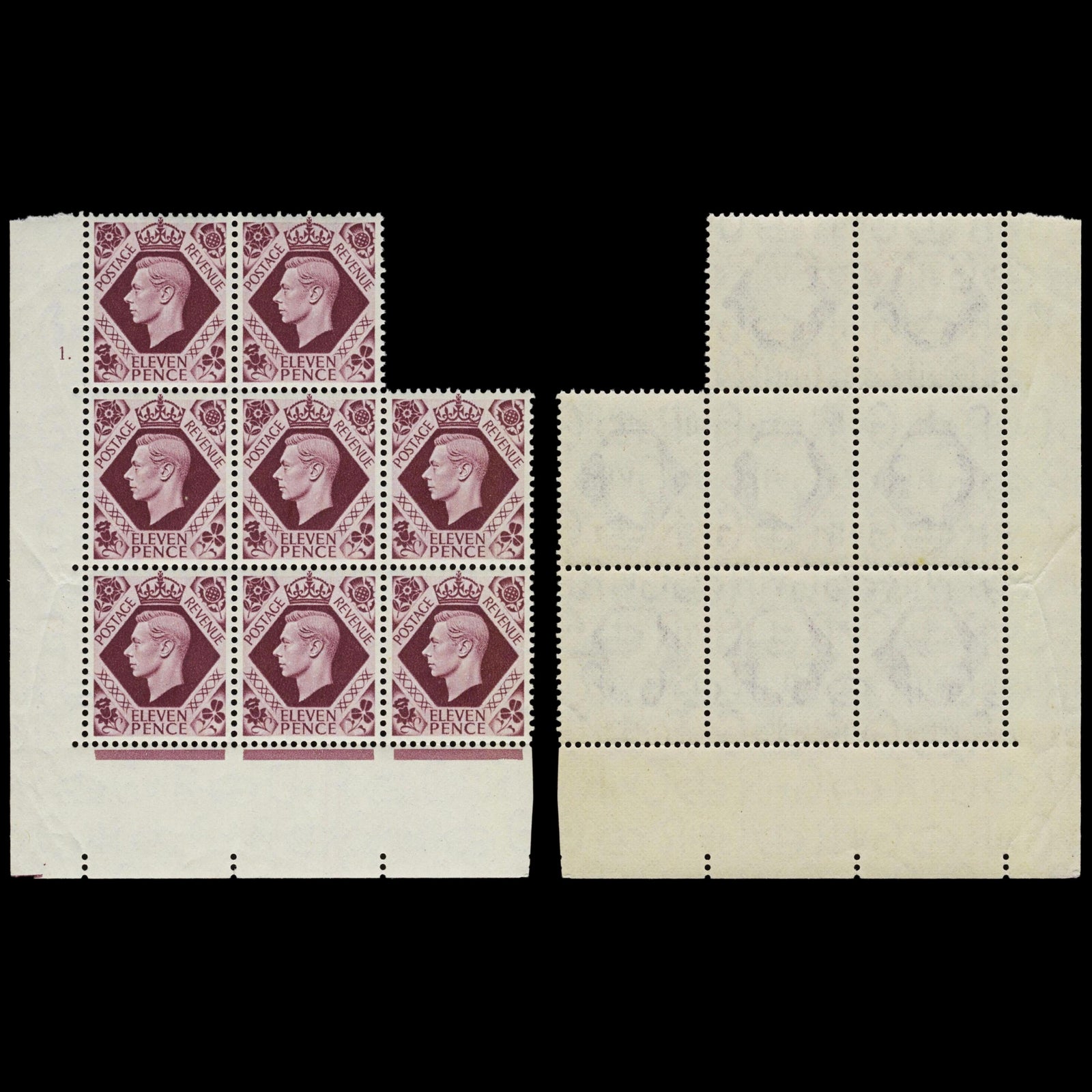5038 GB SG474a 11d Plum. Spec Q27. Cylinder 1 dot. Perf Type 5 (E/I). 1947. Sc#266 Mi227 MNH Mint. C£450