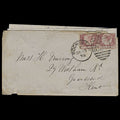 5071 GB SG48 ½d Lake-Red. Plate 19 "AK BK" Pair on Cover. CV £300+
