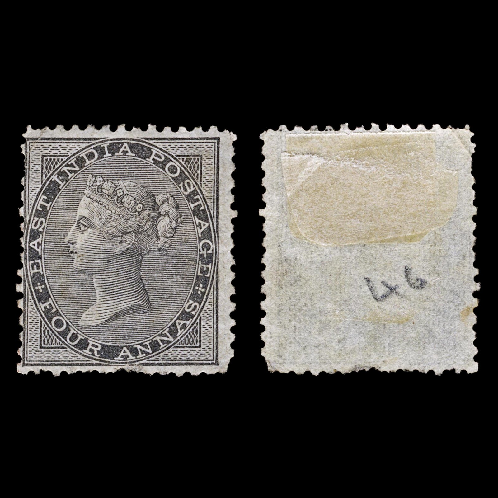 4963 India SG46 4a Grey-Black. Perf Fault. 1856. MM Mint. C£900