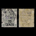 5152 Hong Kong SG45a 20c on 30c Grey-Green. 1891. Sc#52 Mi48Ib Used. C£160