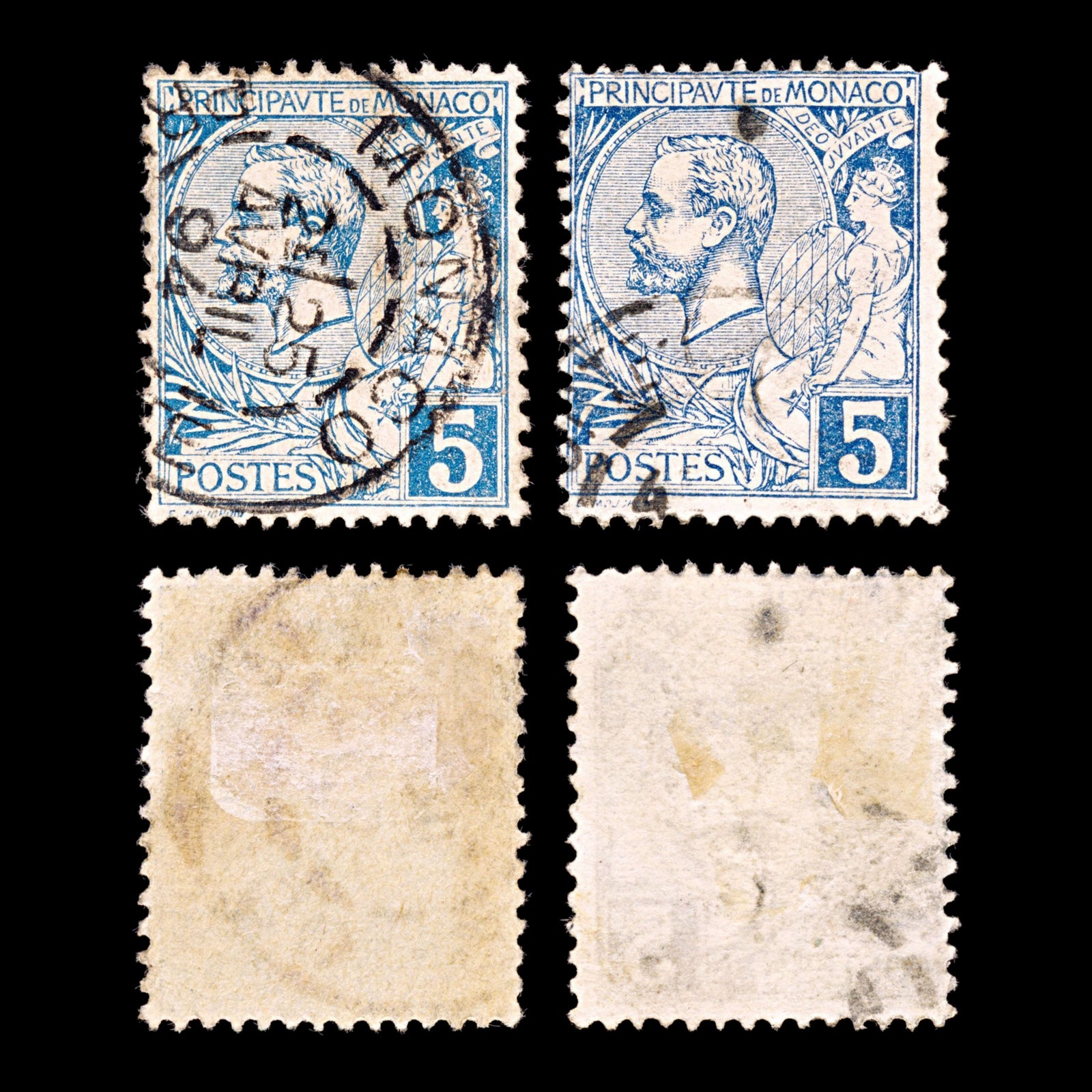 5409 Monaco SG13a 5c Blue & Light Blue. 1891. Sc#13 Mi13 Used. C£15