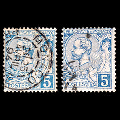 5409 Monaco SG13a 5c Blue & Light Blue. 1891. Sc#13 Mi13 Used. C£15, view 3