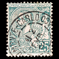 5414 Monaco SG16a 25c Green. 1891. Sc#20 Mi16 Used. C£55, view 3